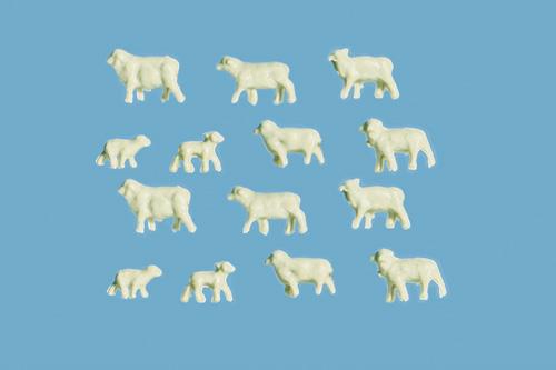 Peco Modelscene 5177 Sheep and Lambs Figure Set (14 animals) - Unpainted - N Scale