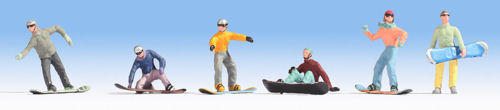 Noch 15826 Snowboarders Figure Set x 6 (OO/HO Scale)