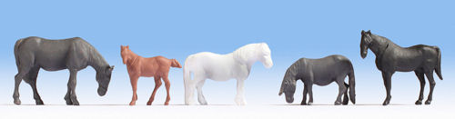 Noch 18215 Hobby Figures - Horses Figure Set x 5 (OO/HO Scale)