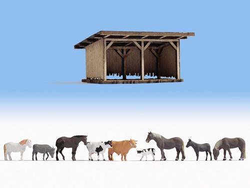 Noch 12742 Cattle Shelter Deco Scene - N Scale