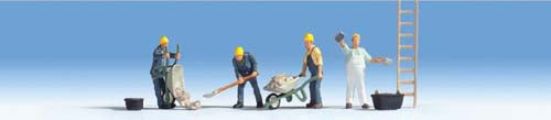 Noch 15055 Bricklayers (4) Ladders and Accessories Figure Set (OO / HO Scale)