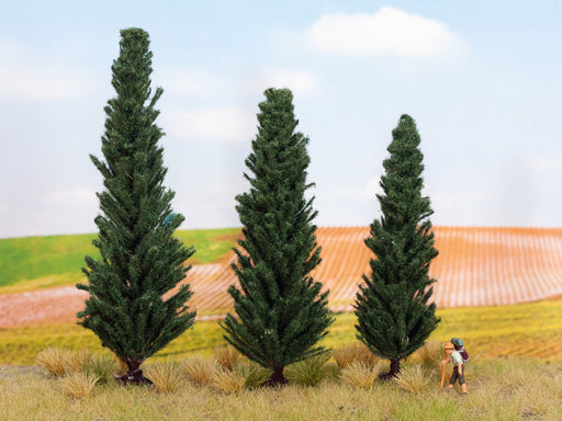Noch n21998 Cypress Trees - 3 trees (Profi Range) 10,11 and 13cm high (Suitable for OO,HO,TT and N Scales)