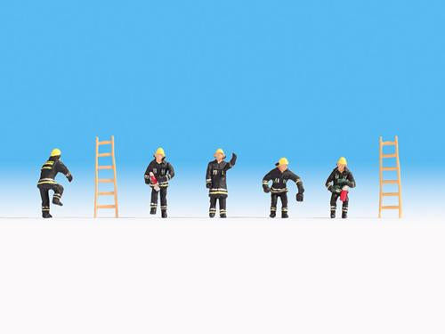 Noch 36021 Firemen (5) Black Uniform and Ladders (2) Figure Set - N Scale