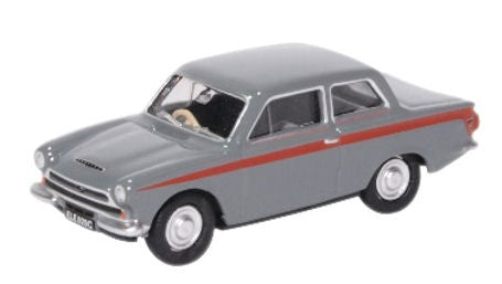 Oxford Diecast 76COR1008 Ford Cortina MkI Lombard Grey/Red - 1.76 Scale (OO)