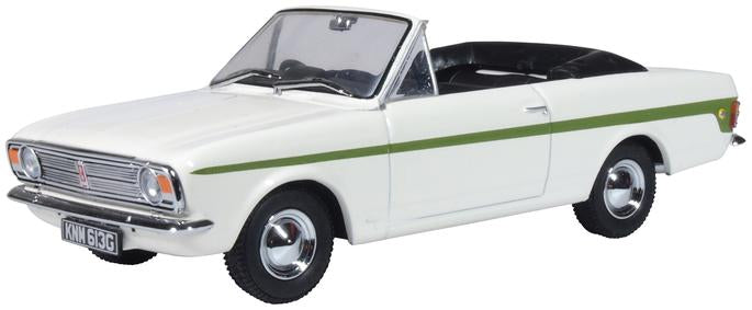Oxford Diecast 43CCC002 Ford Cortina MKII Crayford Convertible in Er White Green - 1:43 Scale (O Gauge)