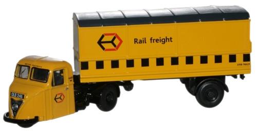 Oxford Diecast 76RAB009 Scammell Scarab Van Trailer Railfreight Yellow Livery - 1:76 (OO) Scale