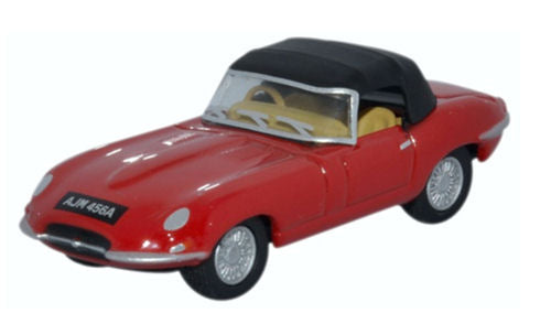 Oxford Diecast 76ETYP011 Jaguar E Type DHC Closed Carmen Red - OO Scale