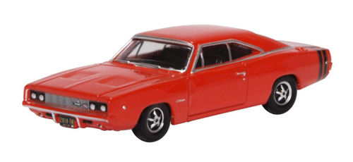 Oxford Diecast 87DC68001 Dodge Charger 1968 Bright Red - 1:87 (HO) Scale