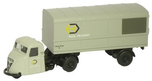 Oxford Diecast 76RAB003 Scammell Scarab Van Trailer Railfreight Grey Livery - 1:76 (OO) Scale - Tired Box