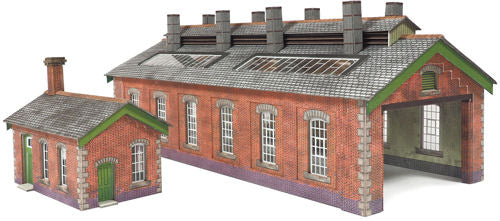 Metcalfe PN913 Double Track Engine Shed Red Brick Card Kit - N Scale