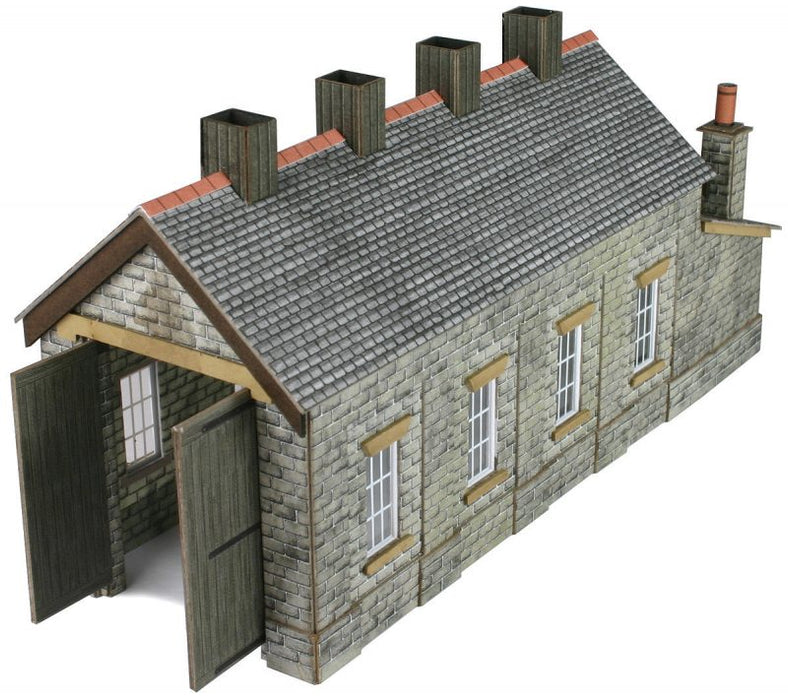 Metcalfe PN932 Single track engine shed - Stone  - N Scale