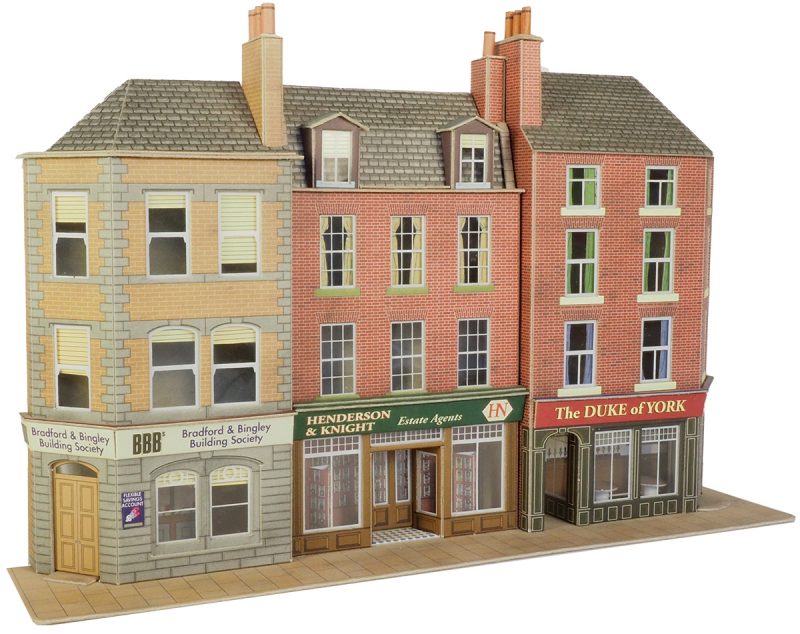 Metcalfe PO205 Low Relief Pub and Shops Card Kit - OO / HO Scale
