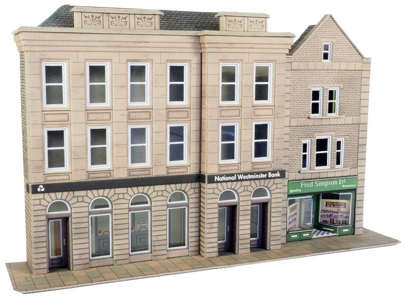 Metcalfe PO271 Low Relief Bank & Shop Card Kit - OO / HO Scale
