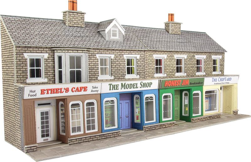 Metcalfe PO273 Low Relief Stone Shop Fronts Card Kit - OO / HO Scale