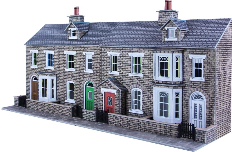Metcalfe PO275 Low Relief Stone Terraced House Fronts Card Kit - OO / HO Scale