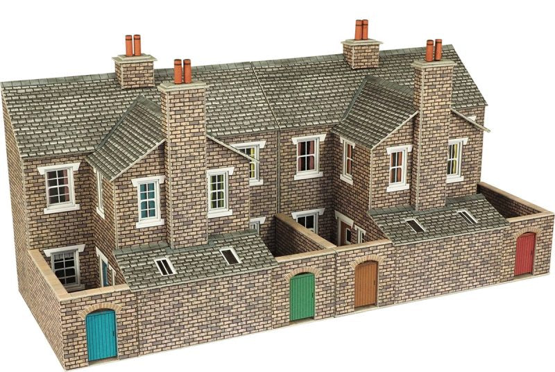 Metcalfe PO277 Low Relief Stone Terraced House Backs Card Kit - OO / HO Scale