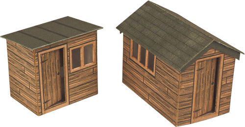 Metcalfe PO512 Garden Sheds Kit - This kit contains parts for 2 sheds (Laser Cut Card) - OO / HO Scale