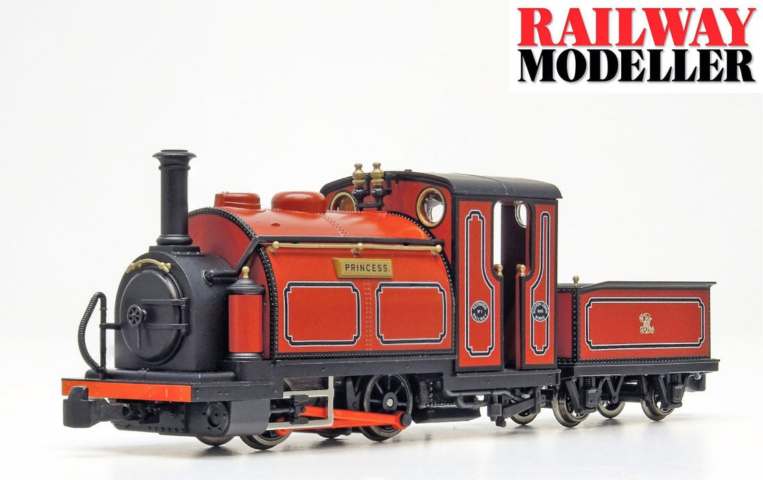 Kato / Peco 51-251A Ffestiniog and Welsh Highland Railways Small England 0-4-0 Tender Locomotive named "Princess" in Lined Maroon Livery - OO9 Scale