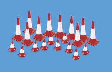 Peco Modelscene 5008 Traffic Cones (Unpainted) - Small & Large Types -  OO / HO Gauge