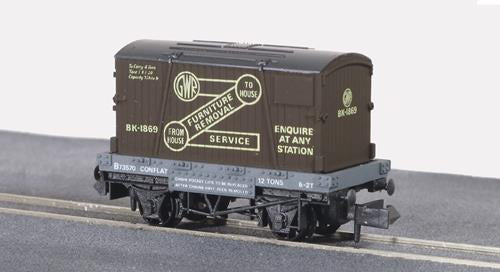 Peco NR-20 Conflat with Container GWR Furniture Removals - N Gauge