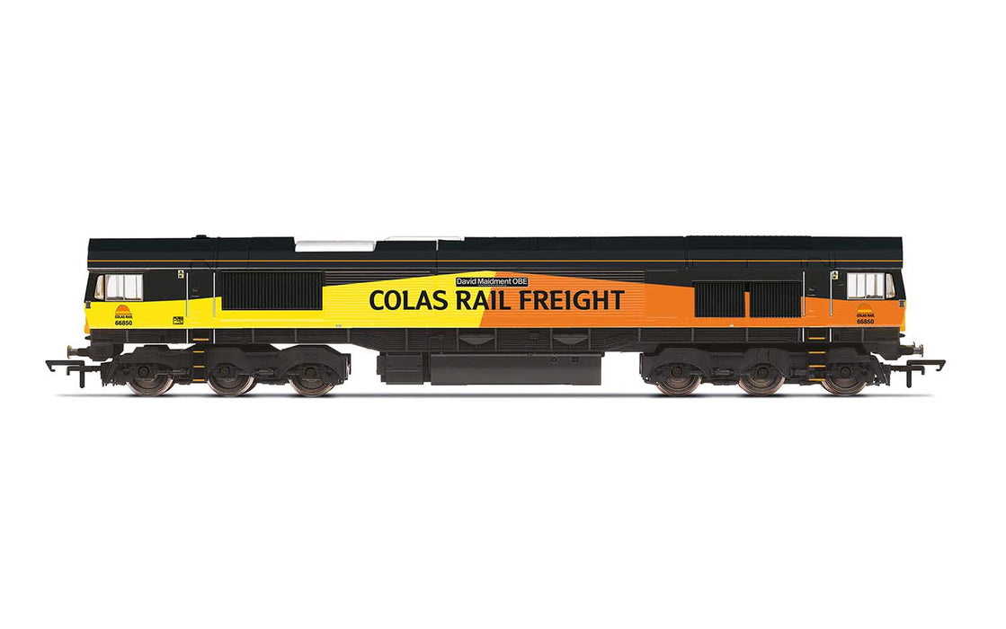 Hornby R30019 Class 66 Co-Co Diesel Locomotive Number 66850 named "David Maidment OBE" in Colas Railfreight Livery - OO Gauge
