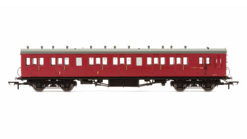 Hornby R4748A BR 58ft Maunsell (Rebuilt) 6 Compartment Brake Composite Coach (Diag 418) in Crimson Livery - OO Gauge