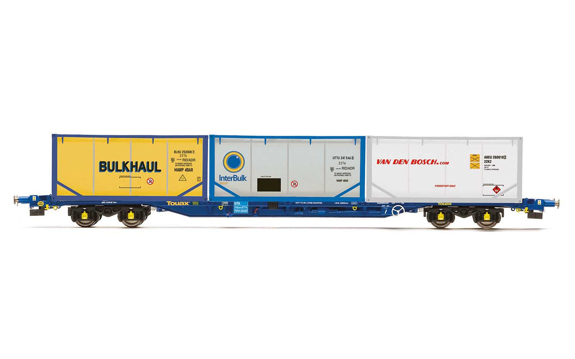 Hornby R60045 Touax KFA Container Wagon with 3 x 20ft Tiphook Tanktainers (Wagon Nr TIPH93407)  - OO Gauge