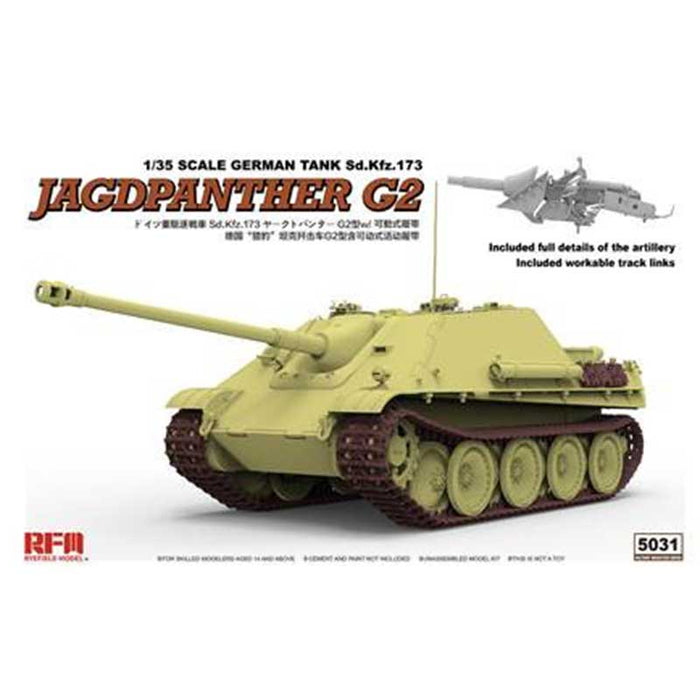 Ryefield Models 5031 Jagpanther G2 German Tank Kit Sd.Kfz.173 Kit - 1:35 Scale