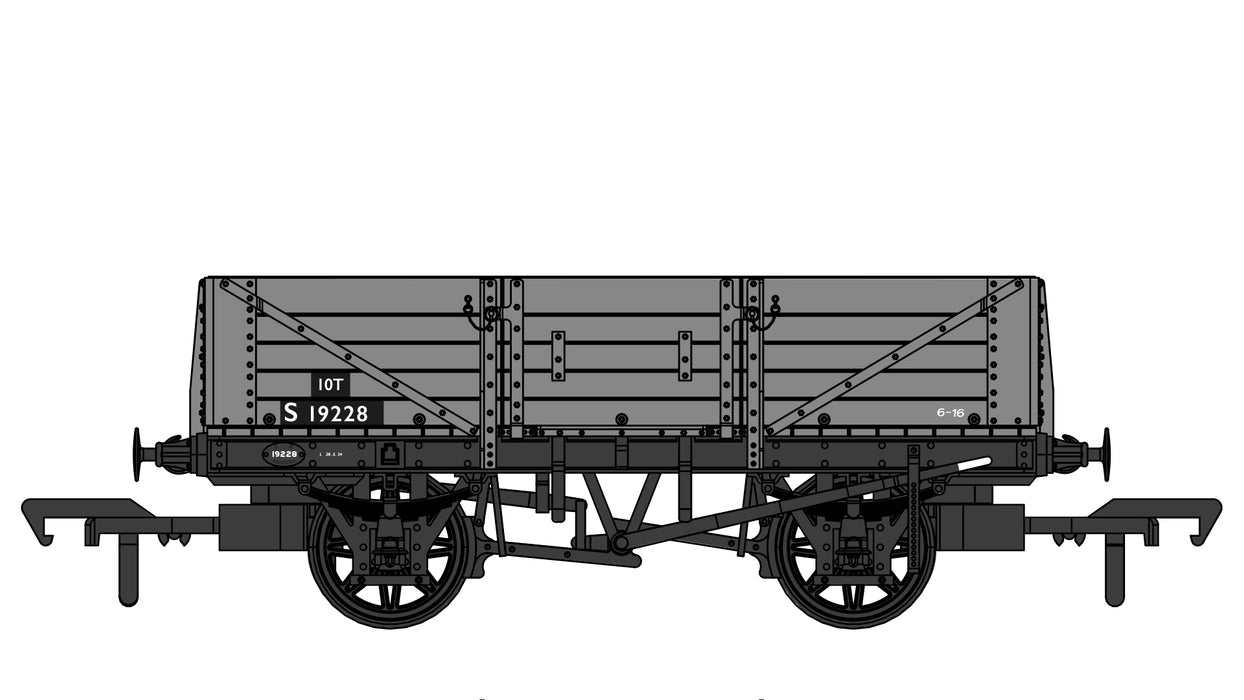 Rapido Trains 906009 SECR 10T 5 Plank Open Wagon (Diagram 1347) in BR Grey Nr S19228 - OO Gauge