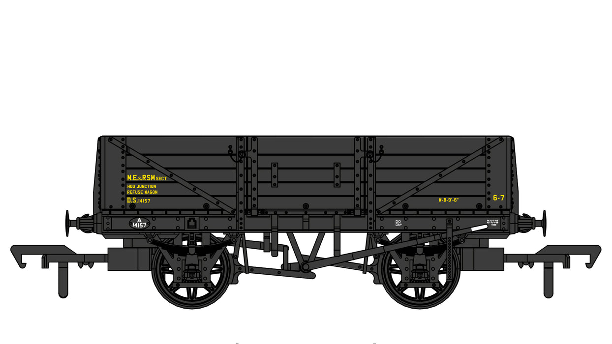 Rapido Trains 906010 SECR 10T 5 Plank Open Wagon (Diagram 1347) in Departmental Black Nr DS14157- OO Gauge