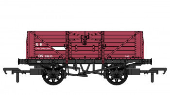 Rapido Trains 907011 SECR 12T 7 Plank Open Wagon (Diagram 1355) with Rail in BR S & T Departmental Red Nr S28635 - OO Gauge