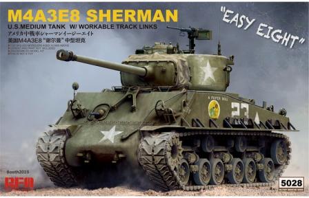 Ryefield Models 5028 Sherman M4A3E8 U.S. "Easy Eight"  Medium Tank Kit - 1:35 Scale