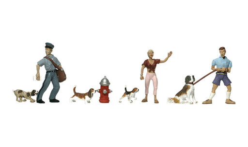 Scenic Accents A1827 People and Pets (3 people with 3 dogs) - OO / HO Scale