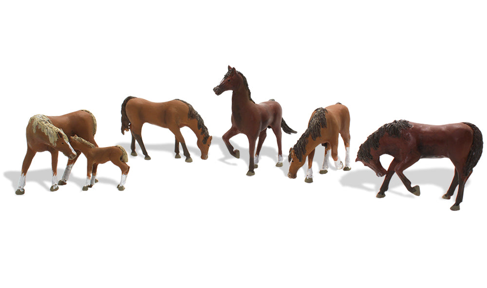 Scenic Accents A1842 Chestnut Horses (6 Animals) - OO / HO Scale