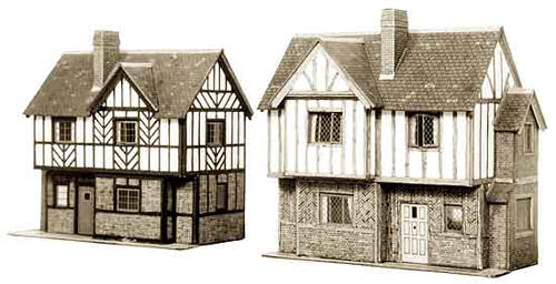 Superquick B28 Two Elizabethan Cottages Card Kit - Suitable for OO and HO Scales