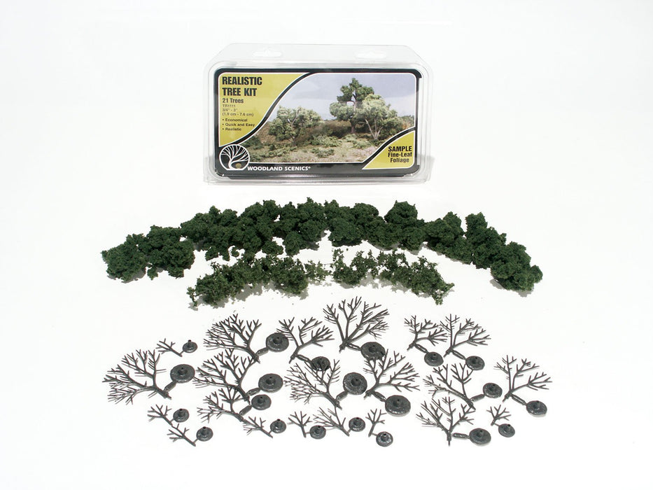 Woodland Scenics TR1112 3 - 7" Medium Green Deciduous - Realistic Tree Kit - Pack of 6
