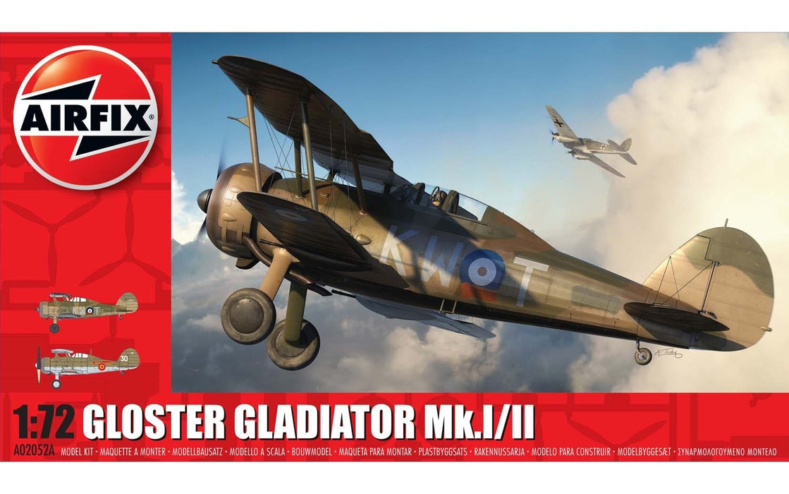 Airfix A02052A Gloster Gladiator Mk.1/11 Plastic Kit (1:72 Scale) - Adhesive and Paint Not Included