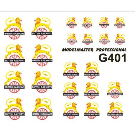 Modelmaster G401 BR Loco Emblems 1948-1956 (4 pairs of each in 3 sizes) - OO Scale