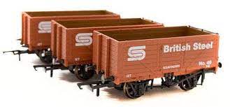Golden Valley Hobbies / Oxford Rail GV6013 Triple Pack of  British Steel 7 Plank Open Coal Wagons - OO Gauge