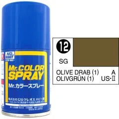 Mr Colour Spray 012, Olive Drab- Not Available for Mail Order Due to Postal Restrictions