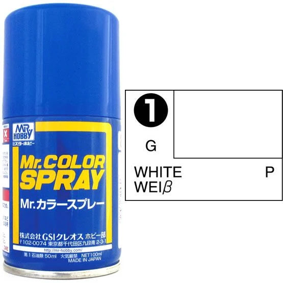 Mr Colour Spray 001, White - Not Available for Mail Order Due to Postal Restrictions