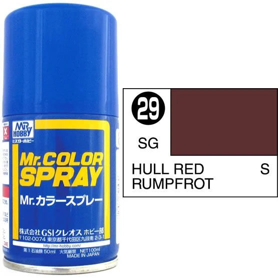 Mr Colour Spray 029, Hull Red- Not Available for Mail Order Due to Postal Restrictions