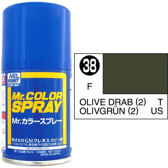 Mr Colour Spray 038, Olive Drab(2)- Not Available for Mail Order Due to Postal Restrictions