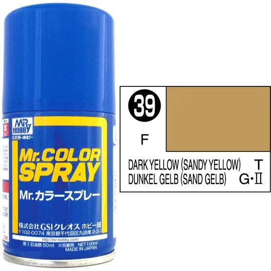 Mr Colour Spray 039, Dark Yellow- Not Available for Mail Order Due to Postal Restrictions