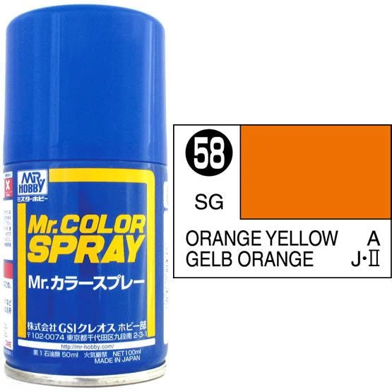 Mr Colour Spray 058, Orange Yellow- Not Available for Mail Order Due to Postal Restrictions