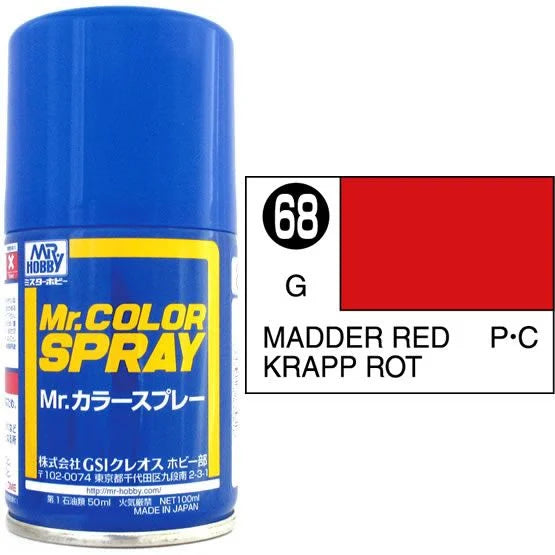 Mr Colour Spray 068, Red Madder- Not Available for Mail Order Due to Postal Restrictions