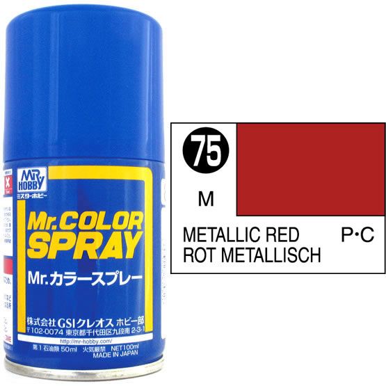 Mr Colour Spray 075, Metallic Red- Not Available for Mail Order Due to Postal Restrictions