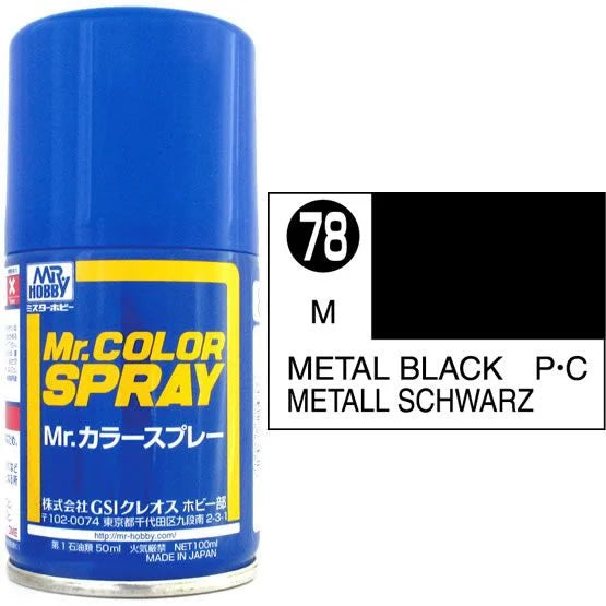 Mr Colour Spray 078, Metallic Black- Not Available for Mail Order Due to Postal Restrictions