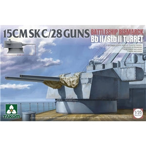 Takom No.2147 15 CM SK C/28 Guns Battleship Bismarck BbII/Stb II Turret 1:35 Scale, Model Kit
