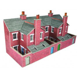 Metcalfe PO276 Low Relief Red Brick Terraced House Packs Card Kit - OO / HO Scale